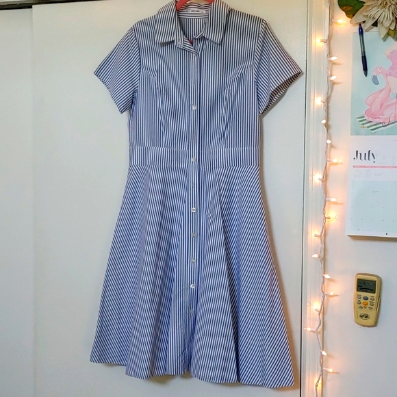 eshakti Dresses & Skirts - Eshakti Blue Stripe Shirtdress